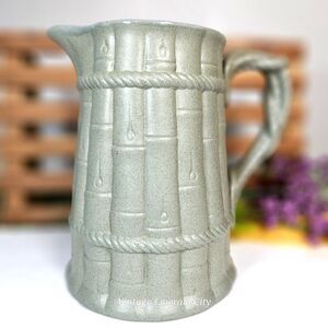 Vtg Salt Glazed Drabware Relief Pitcher Jug Ridgway Pottery Staffordshire Bamboo